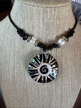 Mother of Pearl, Pearl, Abalone, Shells, Coconut Shell Necklace, new without tag
